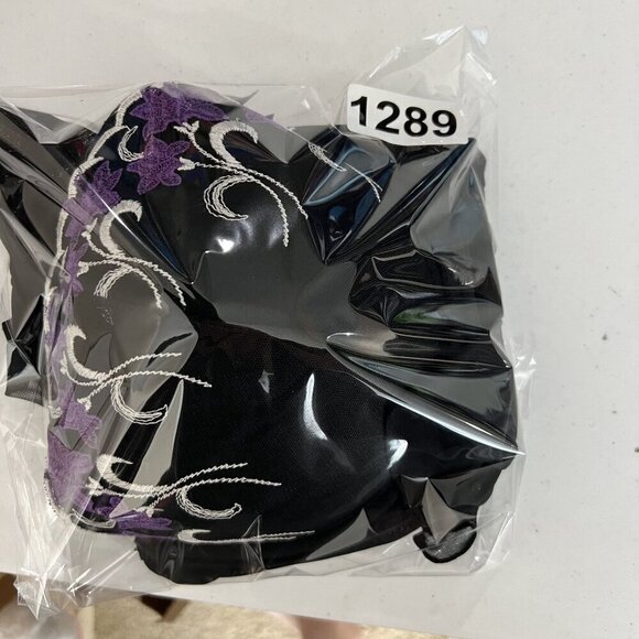 Cacique Womens 22-24 Babydoll Lingerie Black Purple Floral Embroidered Bows Sexy - Picture 10 of 11